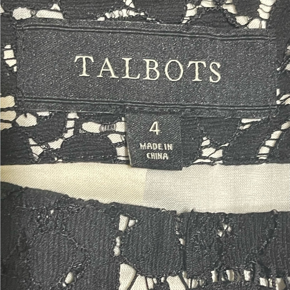 TALBOTS BLACK LACE OVERLAY HOLIDAY PLEATED A-LINE SKIRT SZ 4 EUC - Picture 9 of 11